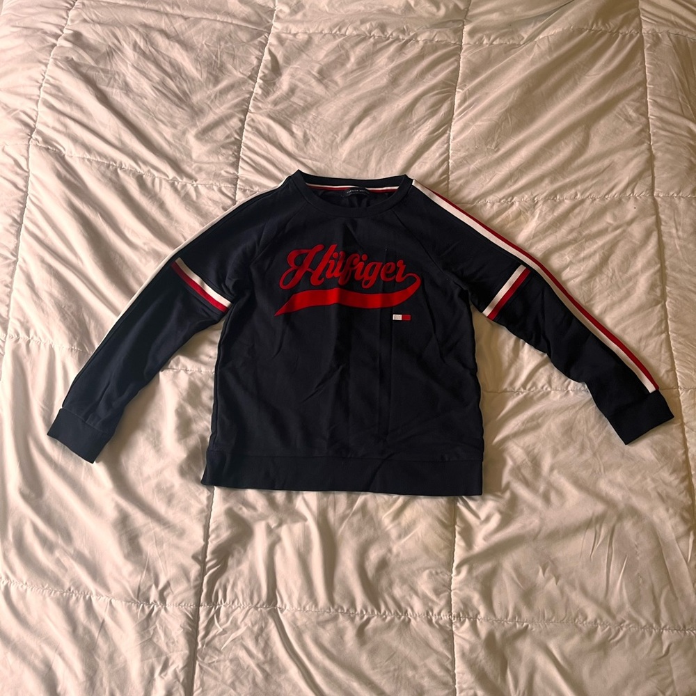 Tommy Hilfiger Blue and Red Long Sleeve Tee